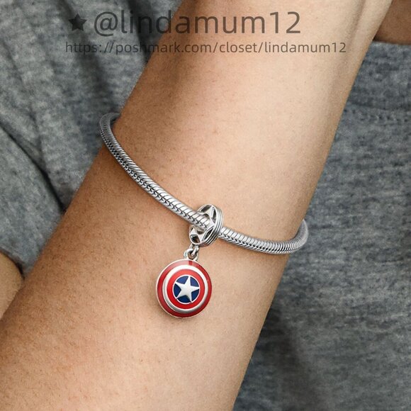 Pandora Marvel The Avengers Captain America Shield Dangle Charm - Picture 3 of 6